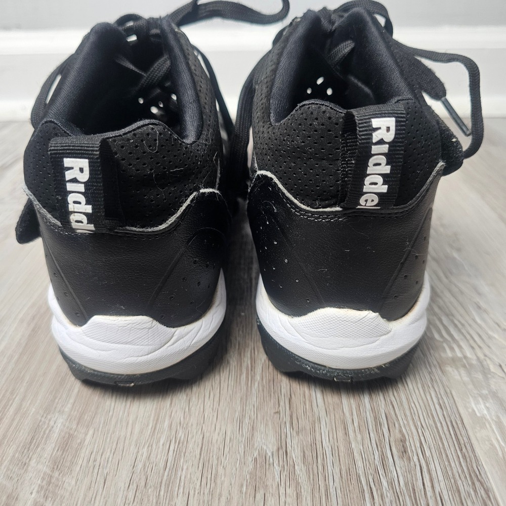 Riddell Heater Mid Strap RM Football Cleats Men 7.5D Black White Mid Top Shoes - Picture 8 of 15